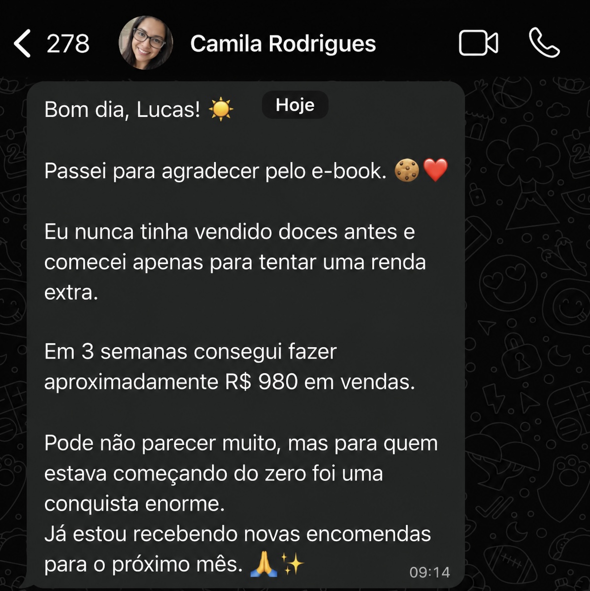 Depoimento Camila Rodrigues - fez R$ 980 em vendas em 3 semanas começando do zero